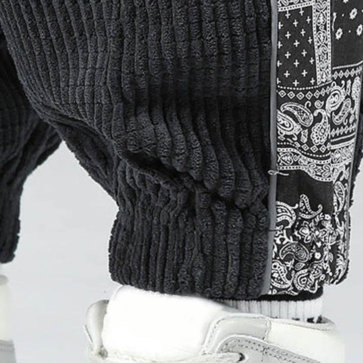 Pantaloni da uomo in velluto a coste con tasche, gamba dritta, lunghezza caviglia, motivo paisley, modello Buddha Stones Fall Solid - image 12