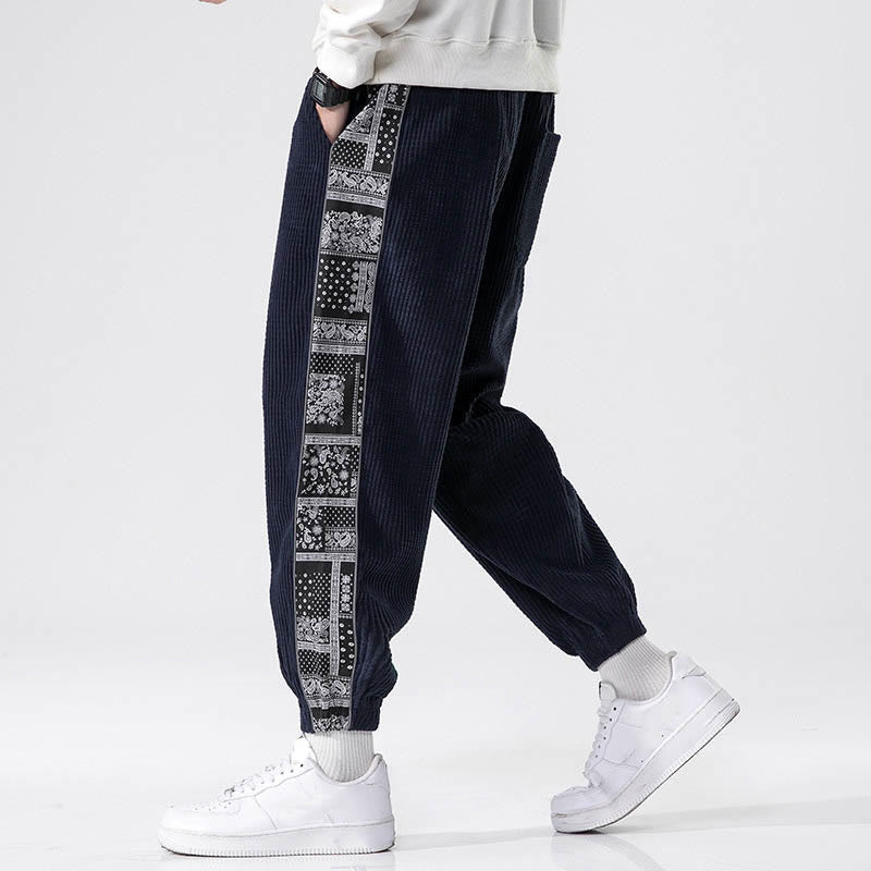 Pantaloni da uomo in velluto a coste con tasche, gamba dritta, lunghezza caviglia, motivo paisley, modello Buddha Stones Fall Solid - image 32