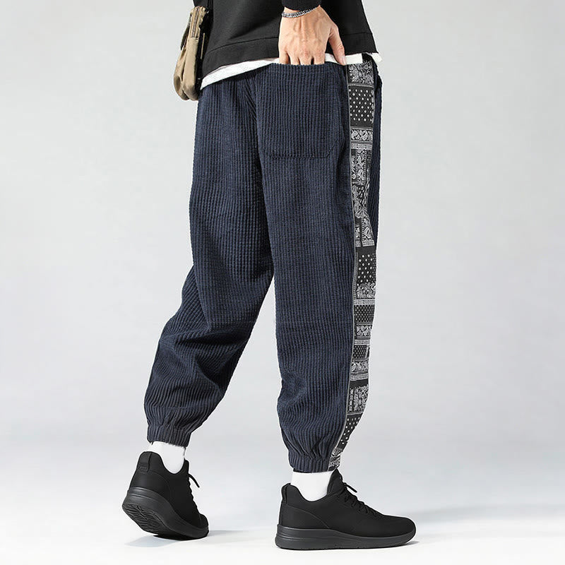 Pantaloni da uomo in velluto a coste con tasche, gamba dritta, lunghezza caviglia, motivo paisley, modello Buddha Stones Fall Solid - image 31