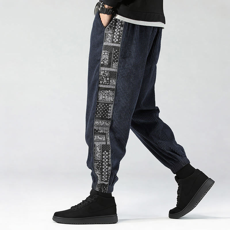 Pantaloni da uomo in velluto a coste con tasche, gamba dritta, lunghezza caviglia, motivo paisley, modello Buddha Stones Fall Solid - image 29