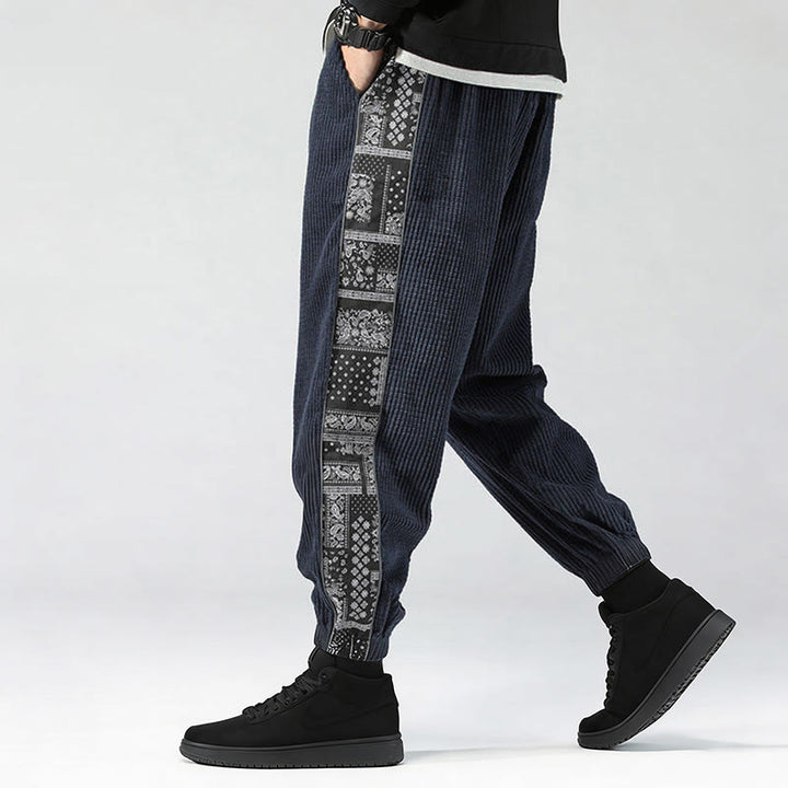 Pantaloni da uomo in velluto a coste con tasche, gamba dritta, lunghezza caviglia, motivo paisley, modello Buddha Stones Fall Solid - image 29