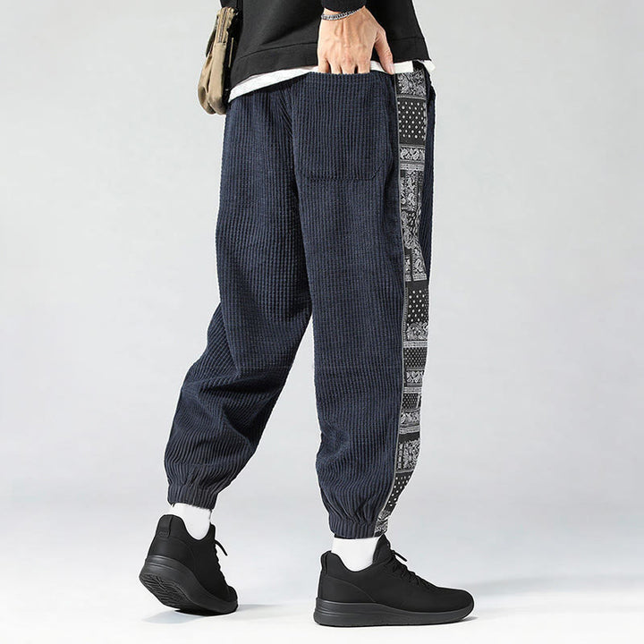 Pantaloni da uomo in velluto a coste con tasche, gamba dritta, lunghezza caviglia, motivo paisley, modello Buddha Stones Fall Solid - image 31