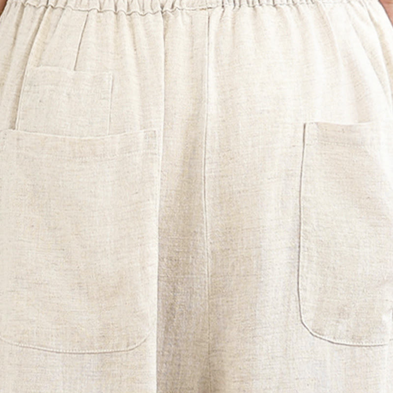 Pantaloni da donna in cotone e lino con coulisse, tinta unita, con tasche, modello Buddha Stones, lunghezza 7-8 - image 7