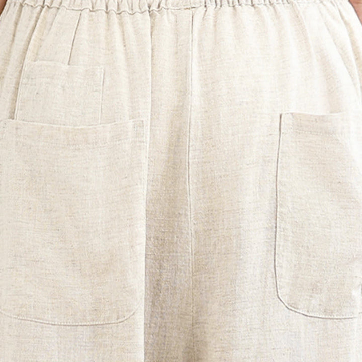 Pantaloni da donna in cotone e lino con coulisse, tinta unita, con tasche, modello Buddha Stones, lunghezza 7-8 - image 7