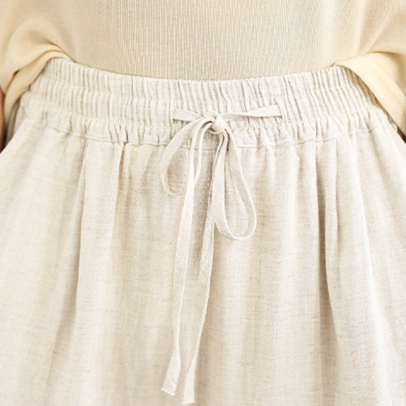 Pantaloni da donna in cotone e lino con coulisse, tinta unita, con tasche, modello Buddha Stones, lunghezza 7-8 - image 6