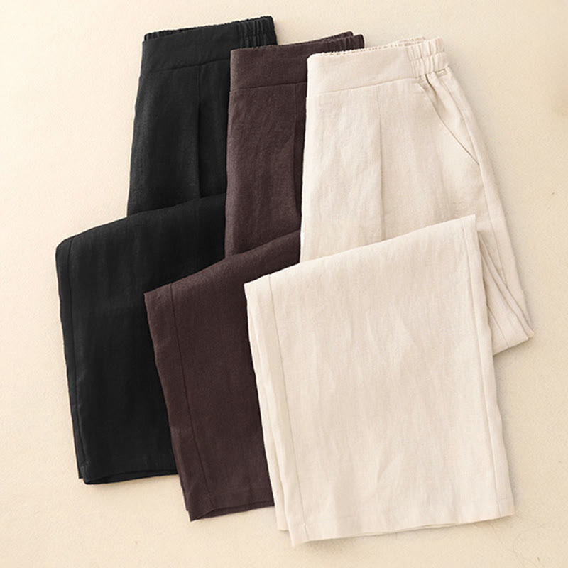 Pantaloni da donna Buddha Stones, semplici e primaverili, in cotone, lunghezza 7-8, con tasche - image 21