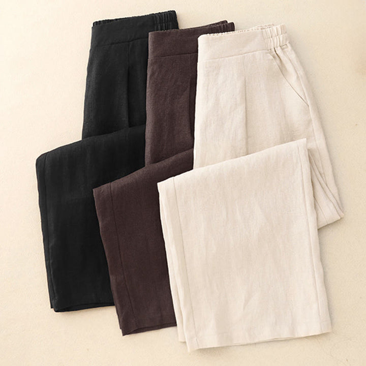 Pantaloni da donna Buddha Stones, semplici e primaverili, in cotone, lunghezza 7-8, con tasche - image 21