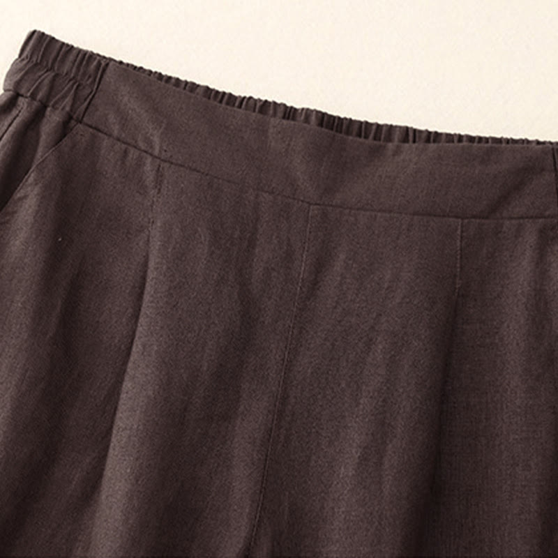 Pantaloni da donna Buddha Stones, semplici e primaverili, in cotone, lunghezza 7-8, con tasche - image 1