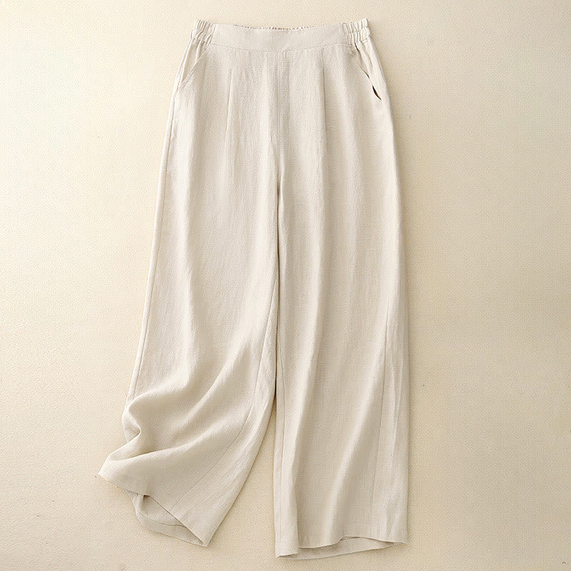 Pantaloni da donna Buddha Stones, semplici e primaverili, in cotone, lunghezza 7-8, con tasche - Beige - US12, UK/AU16, EU44 (2XL) - image 11