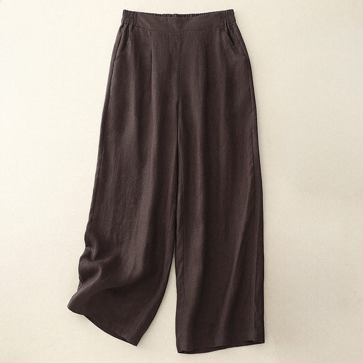 Pantaloni da donna Buddha Stones, semplici e primaverili, in cotone, lunghezza 7-8, con tasche - Marrone sella - US12, UK/AU16, EU44 (2XL) - image 0