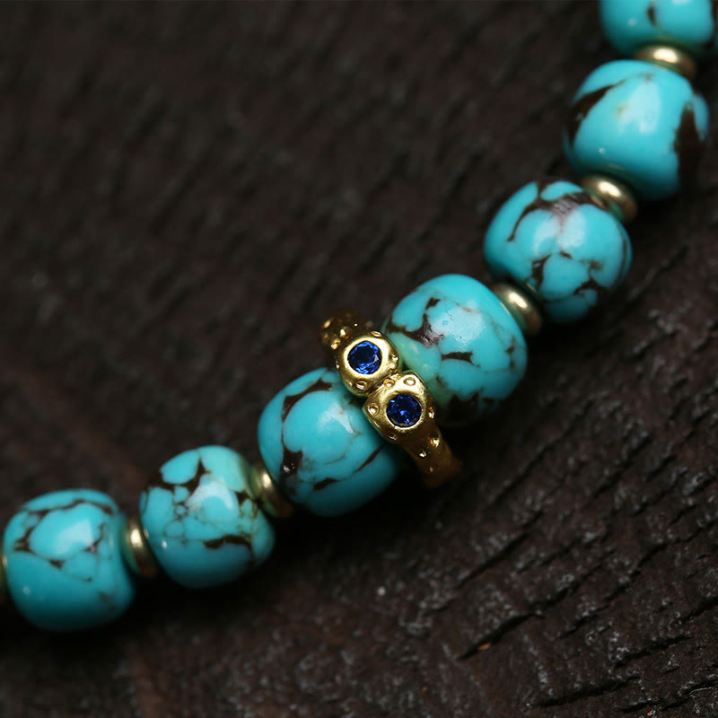 Braccialetto di protezione con carattere Fu turchese e amuleto Gau Thangka Buddha Stones - image 2