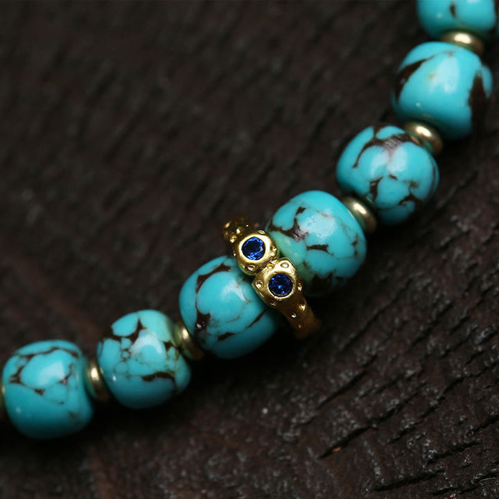 Braccialetto di protezione con carattere Fu turchese e amuleto Gau Thangka Buddha Stones - image 2