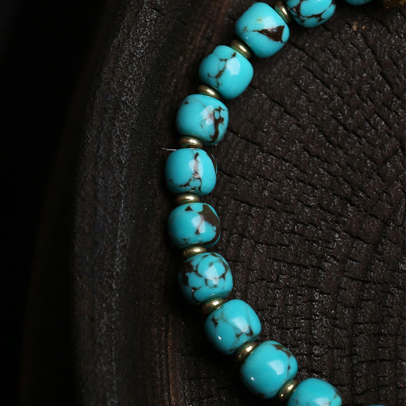 Braccialetto di protezione con carattere Fu turchese e amuleto Gau Thangka Buddha Stones - image 3