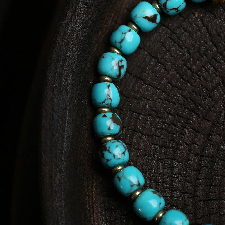 Braccialetto di protezione con carattere Fu turchese e amuleto Gau Thangka Buddha Stones - image 3