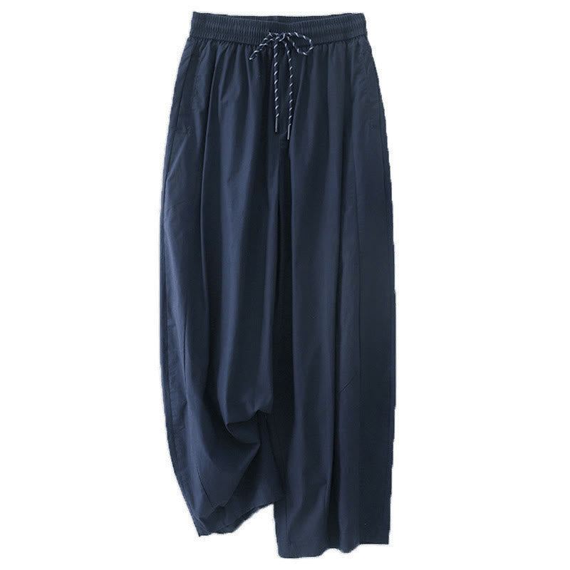 Pantaloni harem da donna con tasche e vita alta a pieghe, motivo Buddha Stones - Blu notte - US8-10, UK/AU12-14, EU40-42 (2XL) - image 0