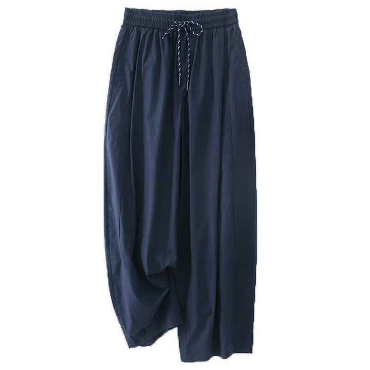 Pantaloni harem da donna con tasche e vita alta a pieghe, motivo Buddha Stones - Blu notte - US8-10, UK/AU12-14, EU40-42 (2XL) - image 0