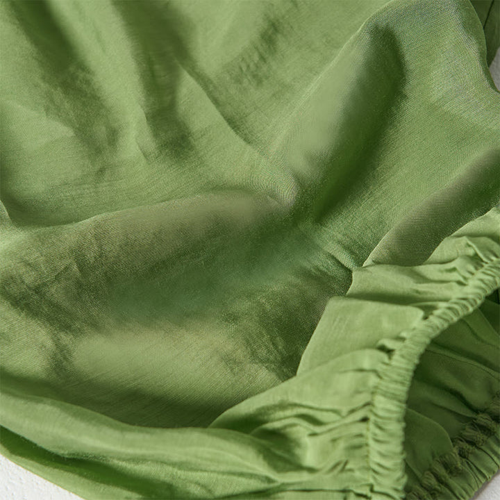 Pantaloni da donna con coulisse in cotone verde estivo Buddha Stones alla caviglia con tasche - image 6