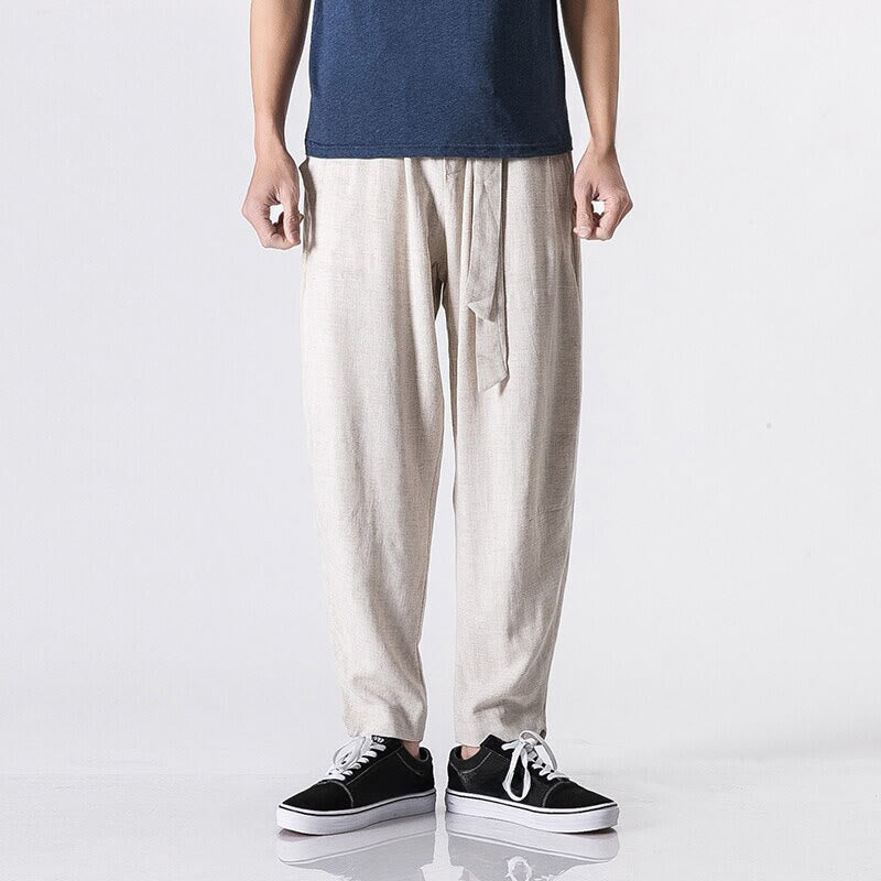 Pantaloni harem da uomo in cotone con tasche, modello Buddha Stones Commute, tinta unita e design semplice - Biancheria - US/UK/AU46, EU56 (5XL) - image 5