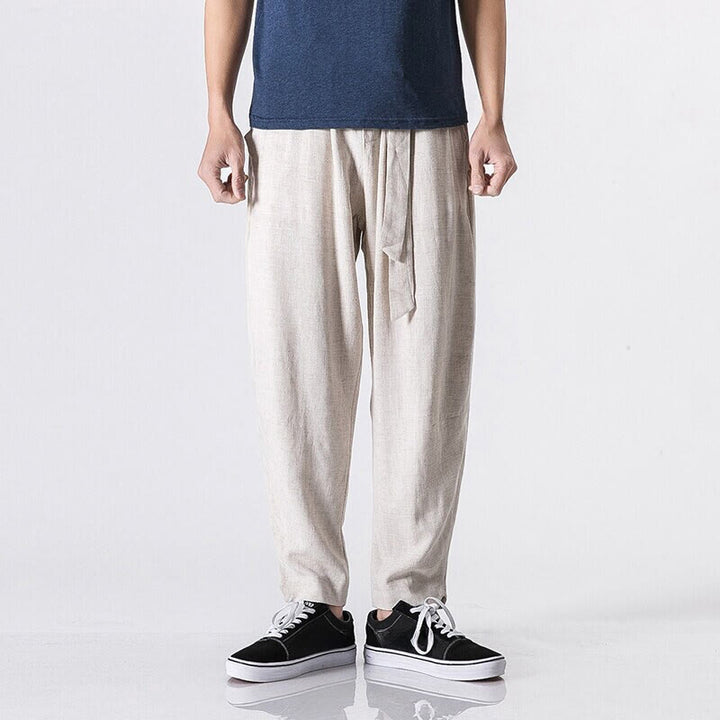 Pantaloni harem da uomo in cotone con tasche, modello Buddha Stones Commute, tinta unita e design semplice - Biancheria - US/UK/AU46, EU56 (5XL) - image 5