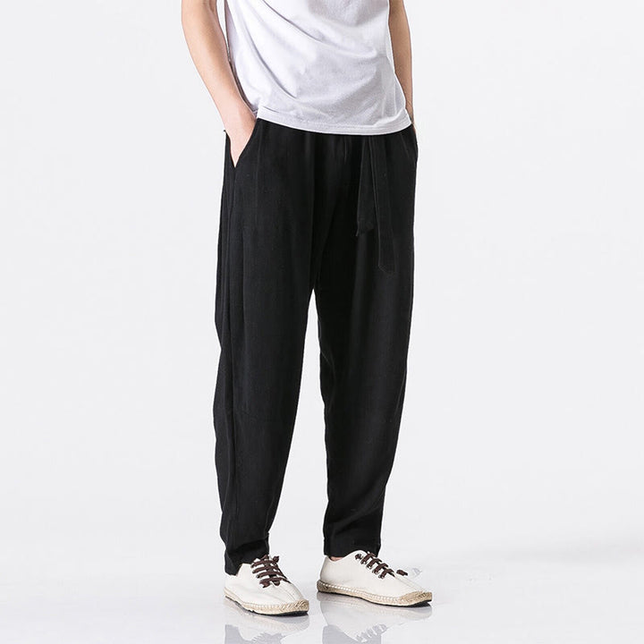 Pantaloni harem da uomo in cotone con tasche, modello Buddha Stones Commute, tinta unita e design semplice - image 4