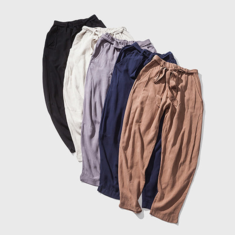 Pantaloni harem da uomo in cotone con tasche, modello Buddha Stones Commute, tinta unita e design semplice - image 11