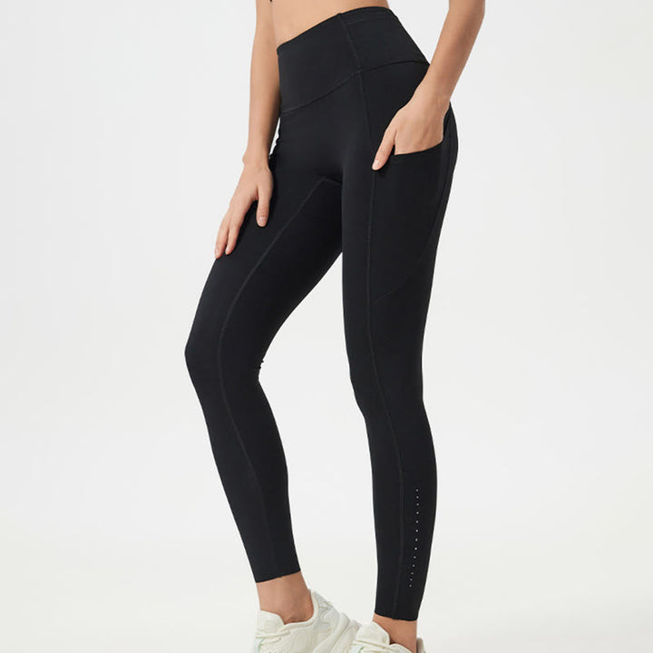 Leggings sportivi da fitness a vita alta, tinta unita, con motivo Buddha Stone, pantaloni da yoga da donna - image 17