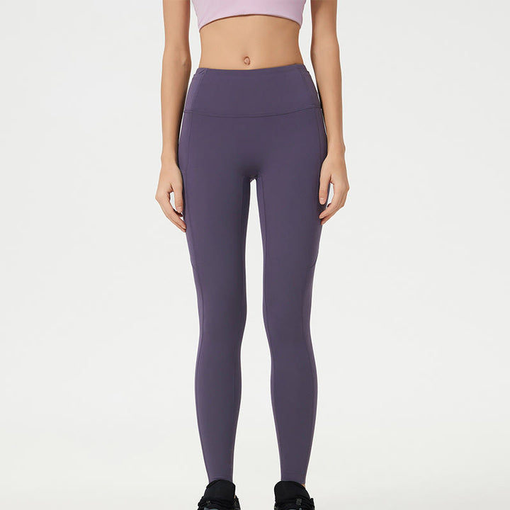 Leggings sportivi da fitness a vita alta, tinta unita, con motivo Buddha Stone, pantaloni da yoga da donna - Magenta scuro - US14, UK/AU18, EU46 (2XL) - image 24