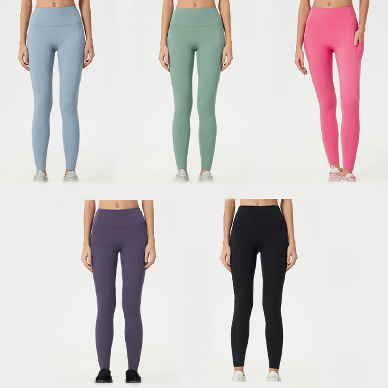 Leggings sportivi da fitness a vita alta, tinta unita, con motivo Buddha Stone, pantaloni da yoga da donna - image 29