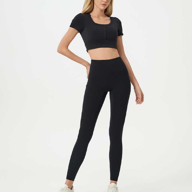 Leggings sportivi da fitness a vita alta, tinta unita, con motivo Buddha Stone, pantaloni da yoga da donna - image 19