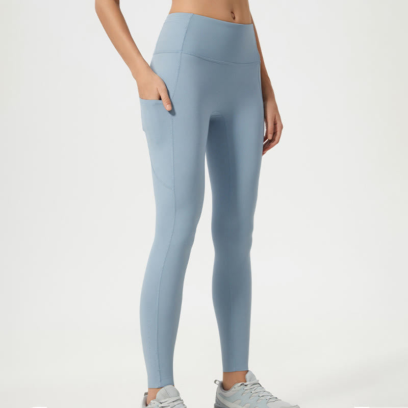 Leggings sportivi da fitness a vita alta, tinta unita, con motivo Buddha Stone, pantaloni da yoga da donna - image 11
