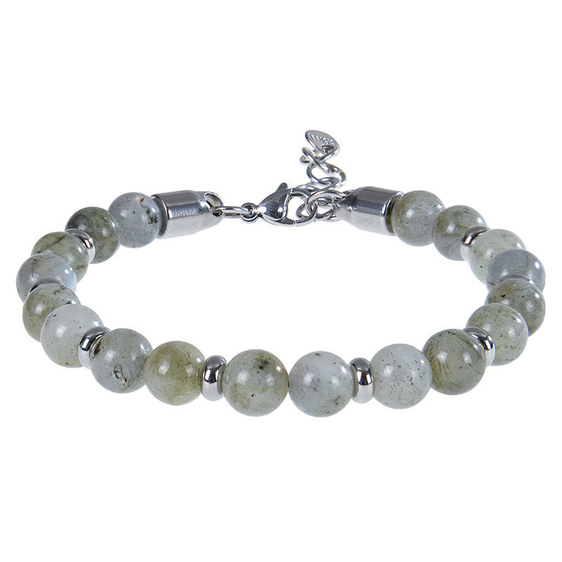 Braccialetto di protezione con perline di pietra naturale di occhio di tigre Buddha Stones - Pietra di luna (circonferenza del polso: 17-20 cm) - image 6