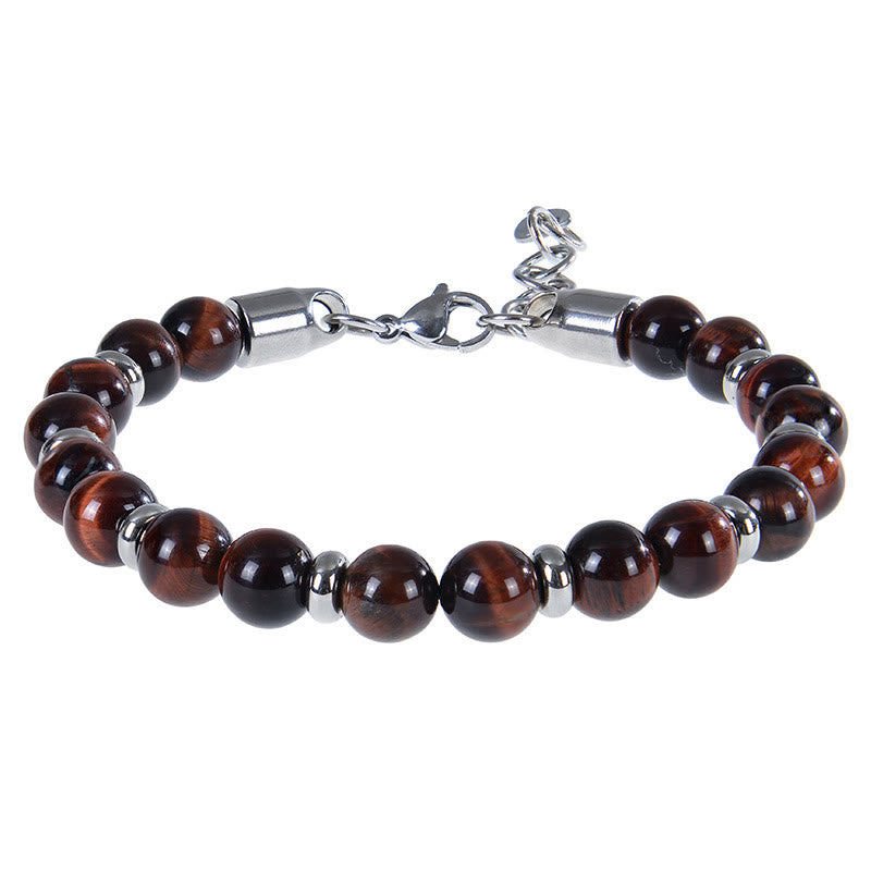 Braccialetto di protezione con perline di pietra naturale di occhio di tigre Buddha Stones - Occhio di tigre rosso (circonferenza del polso: 17-20 cm) - image 15