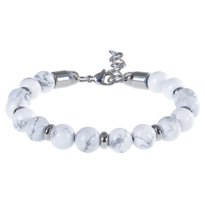 Braccialetto di protezione con perline di pietra naturale di occhio di tigre Buddha Stones - Turchese bianco (circonferenza polso: 17-20 cm) - image 17