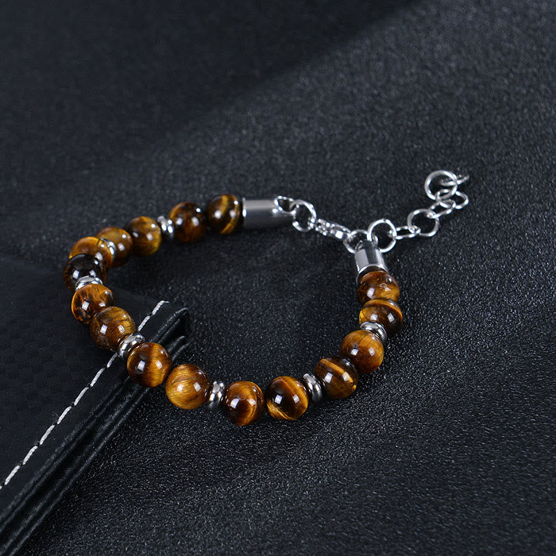 Braccialetto di protezione con perline di pietra naturale di occhio di tigre Buddha Stones - image 1
