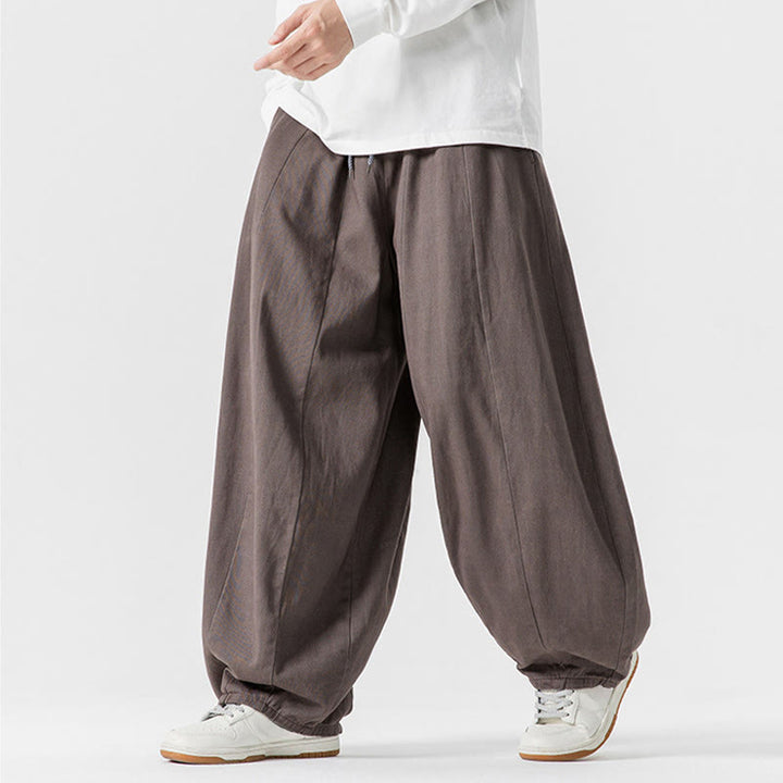 Pantaloni da uomo in cotone a gamba larga con tasche e coulisse, modello invernale Buddha Stones - image 30
