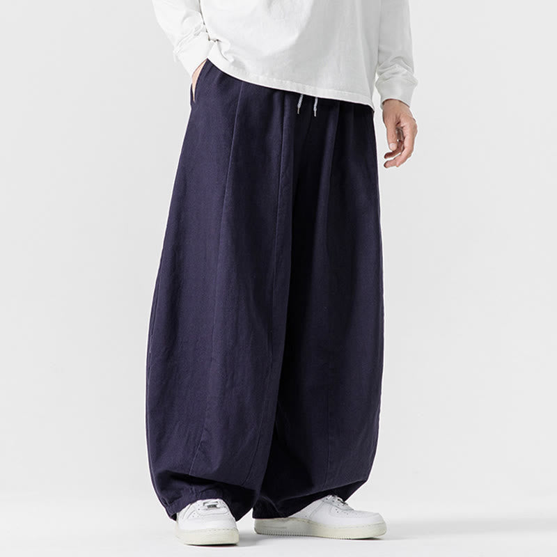 Pantaloni da uomo in cotone a gamba larga con tasche e coulisse, modello invernale Buddha Stones - image 3