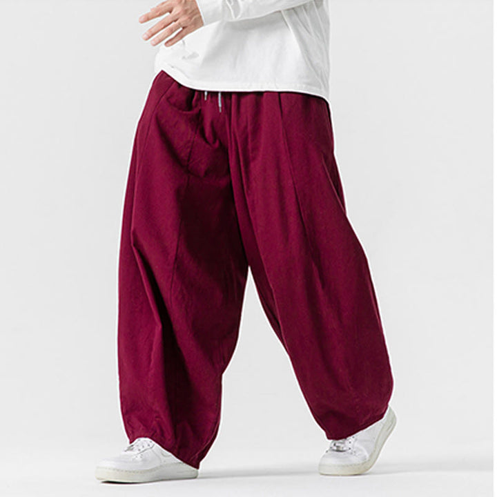 Pantaloni da uomo in cotone a gamba larga con tasche e coulisse, modello invernale Buddha Stones - image 36