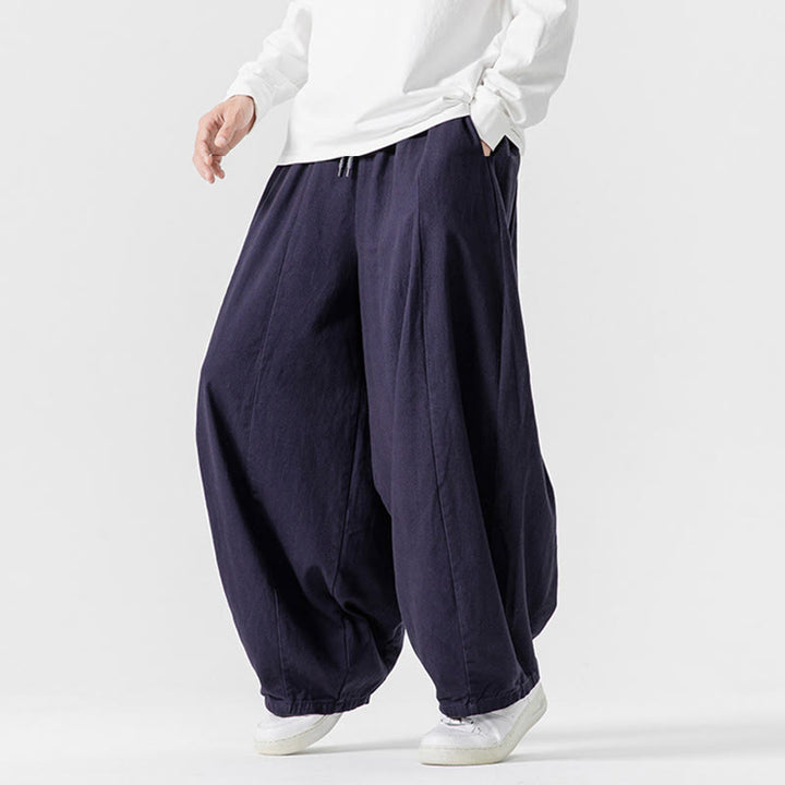 Pantaloni da uomo in cotone a gamba larga con tasche e coulisse, modello invernale Buddha Stones - image 7
