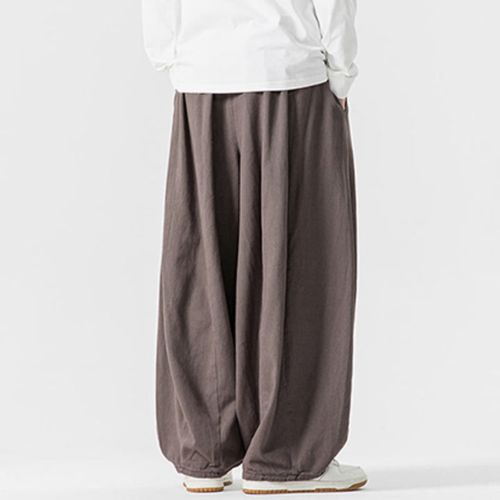 Pantaloni da uomo in cotone a gamba larga con tasche e coulisse, modello invernale Buddha Stones - image 26