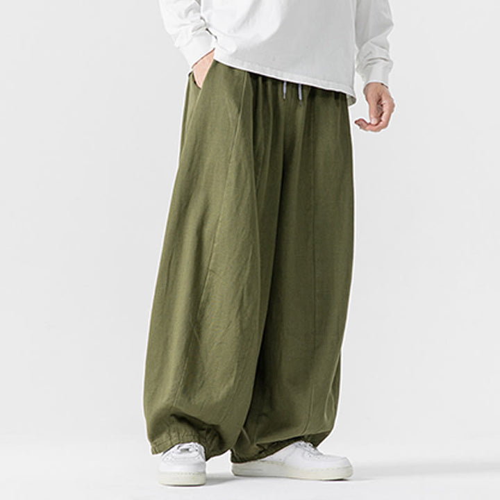 Pantaloni da uomo in cotone a gamba larga con tasche e coulisse, modello invernale Buddha Stones - image 21