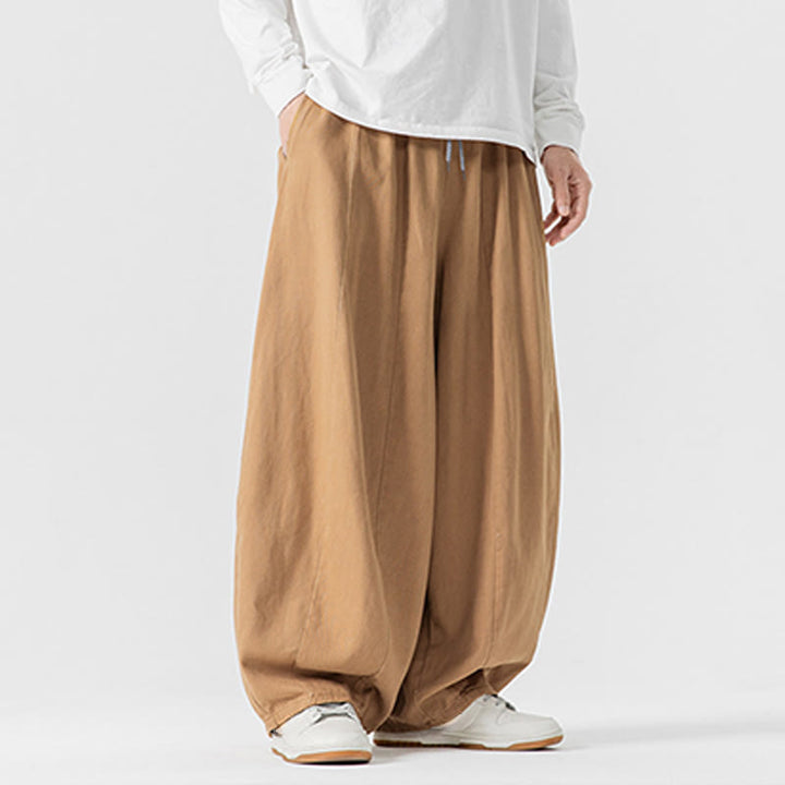 Pantaloni da uomo in cotone a gamba larga con tasche e coulisse, modello invernale Buddha Stones - image 12
