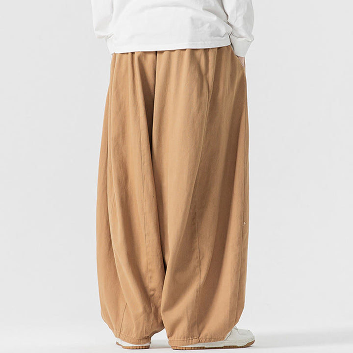 Pantaloni da uomo in cotone a gamba larga con tasche e coulisse, modello invernale Buddha Stones - image 10