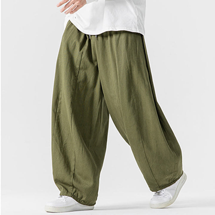 Pantaloni da uomo in cotone a gamba larga con tasche e coulisse, modello invernale Buddha Stones - image 23