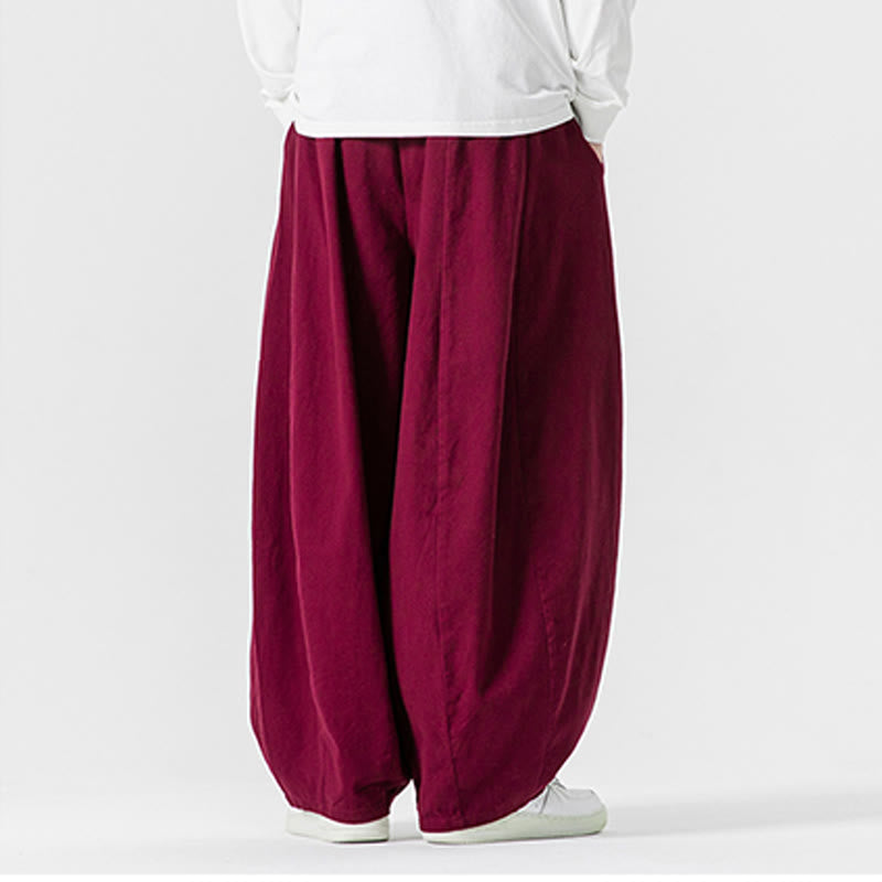 Pantaloni da uomo in cotone a gamba larga con tasche e coulisse, modello invernale Buddha Stones - image 37