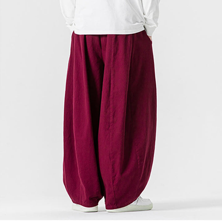 Pantaloni da uomo in cotone a gamba larga con tasche e coulisse, modello invernale Buddha Stones - image 37