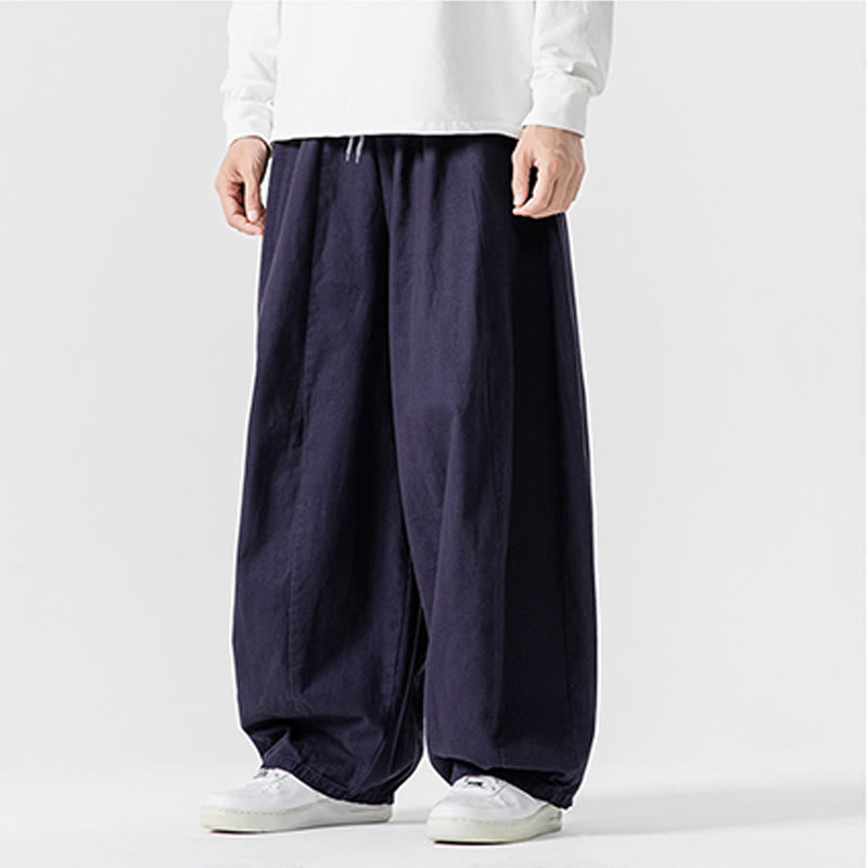 Pantaloni da uomo in cotone a gamba larga con tasche e coulisse, modello invernale Buddha Stones - image 2