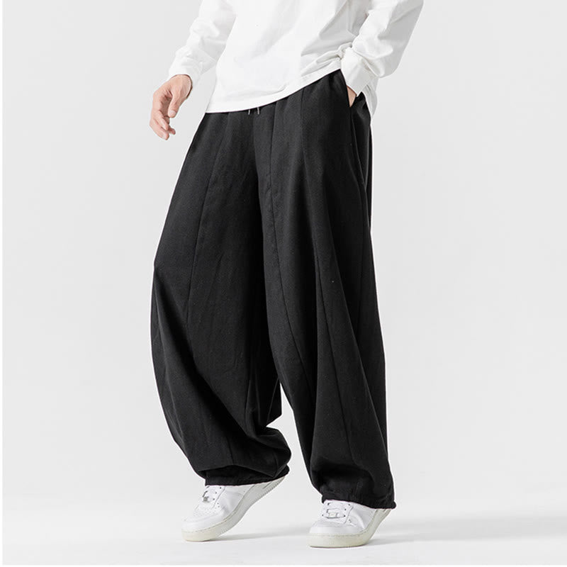 Pantaloni da uomo in cotone a gamba larga con tasche e coulisse, modello invernale Buddha Stones - image 42