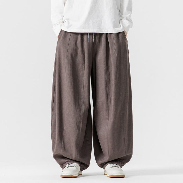 Pantaloni da uomo in cotone a gamba larga con tasche e coulisse, modello invernale Buddha Stones - Tan - US/UK/AU46, EU56 (5XL) - image 24