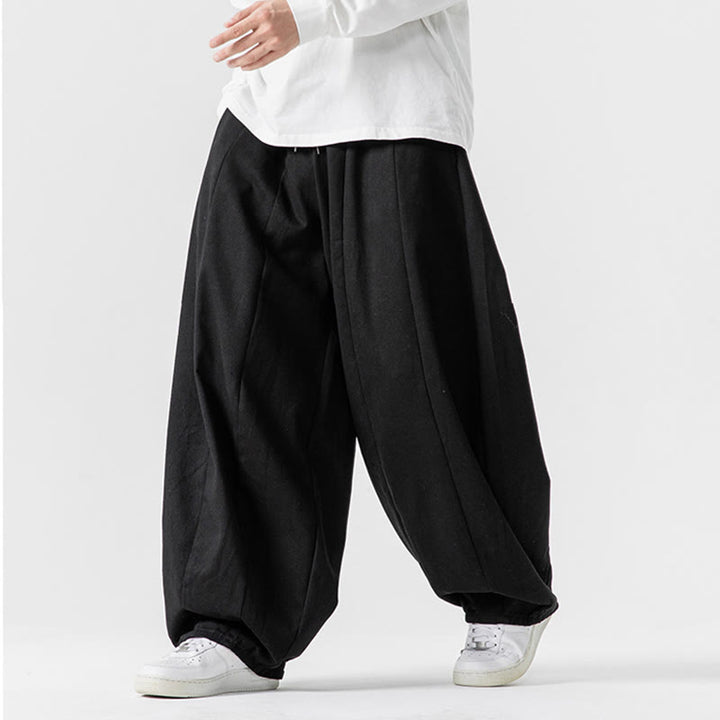Pantaloni da uomo in cotone a gamba larga con tasche e coulisse, modello invernale Buddha Stones - image 44