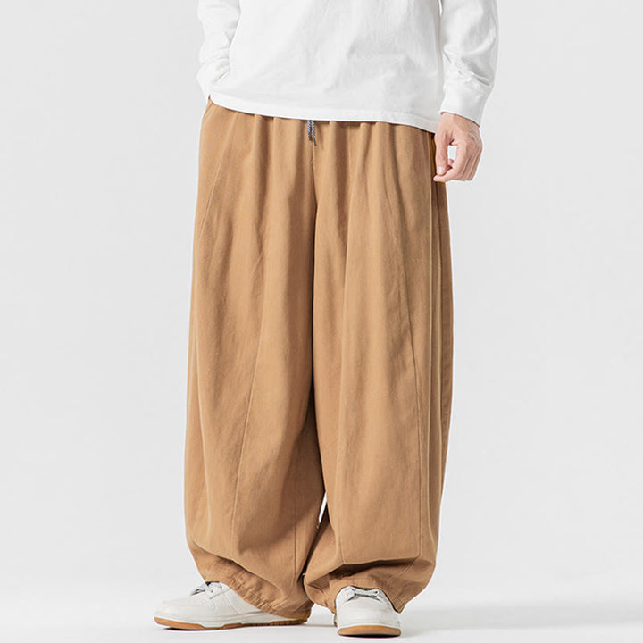 Pantaloni da uomo in cotone a gamba larga con tasche e coulisse, modello invernale Buddha Stones - image 9